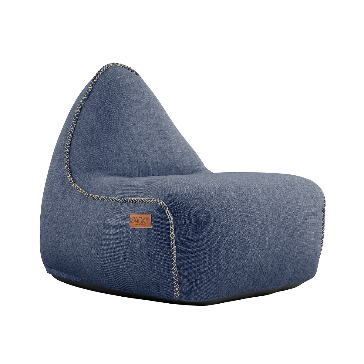 Cobana Lounge Chair in Kirra Indigo mit Rückenlehne, wasserabweisend und formstabil, für drinnen und draußen. | Cobana Lounge Chair - Kirra Indigo | SACKit