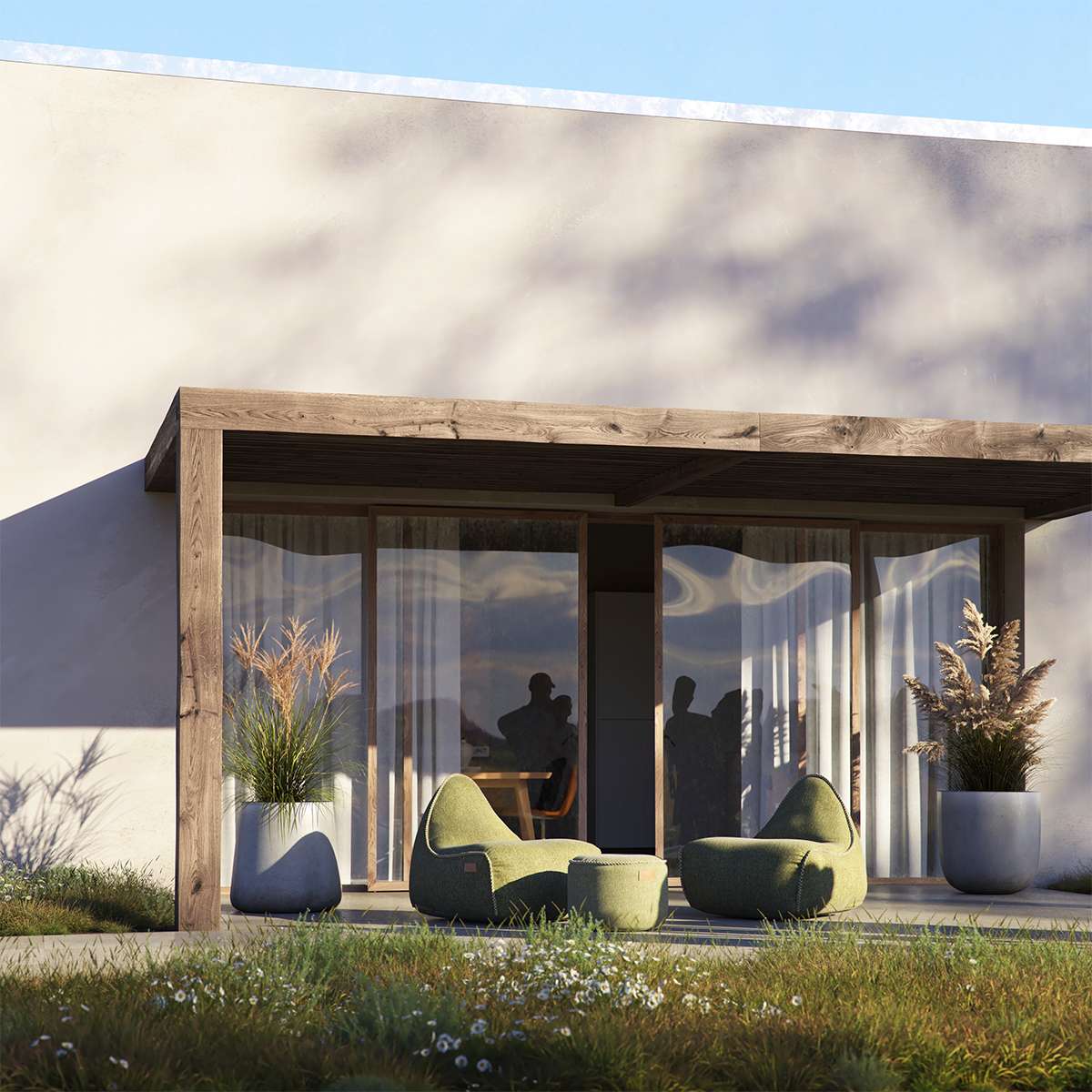 Cobana Lounge Chair in Cobana Grey mit Rückenlehne aus Olefin - Fasermischung, indoor und outdoor geeignet. | Cobana Lounge Chair - Kirra Olive | SACKit