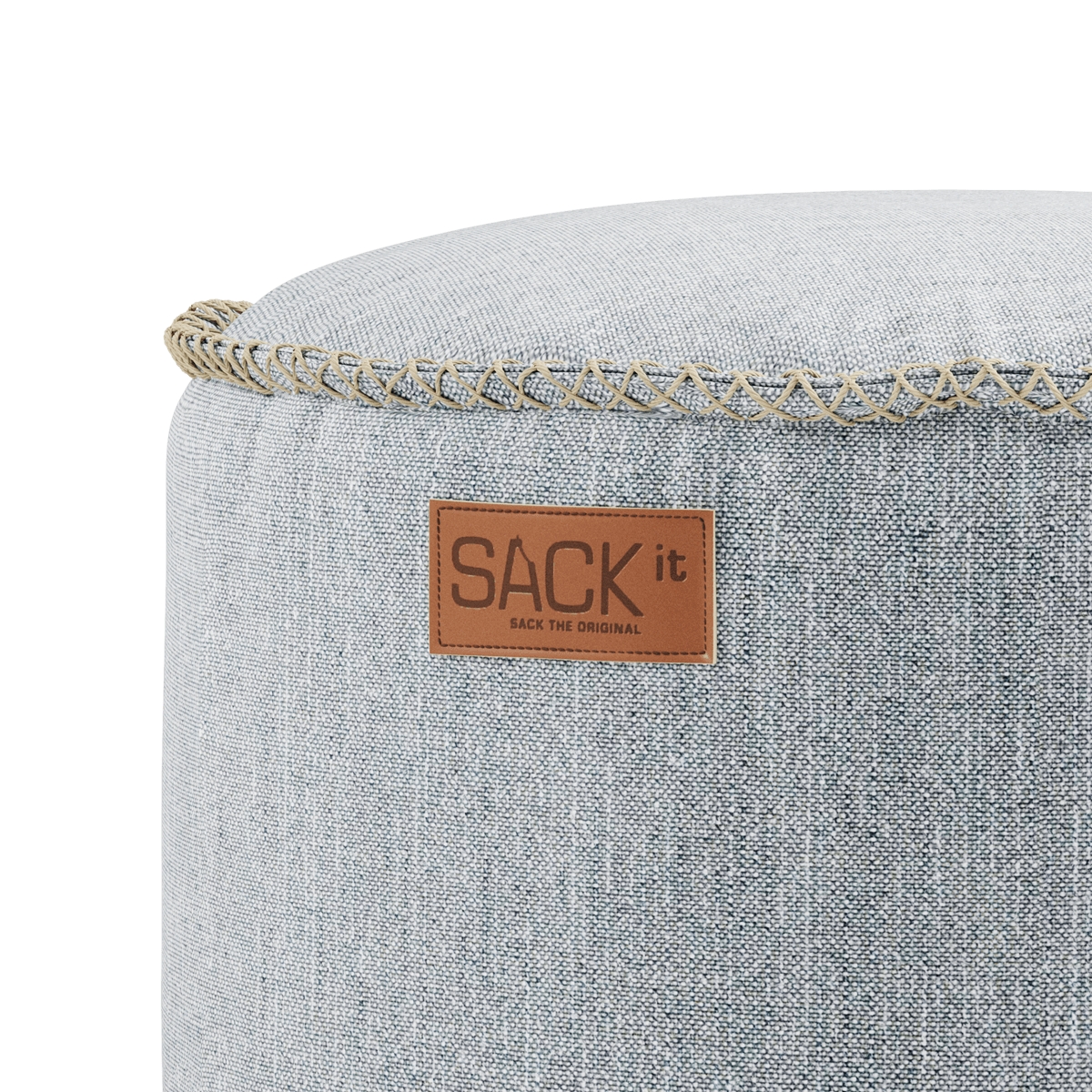 Runder Cobana Pouf in Grau aus scheuerbeständigem, wasserabweisendem Stoff für Innen und Außen. | Cobana Pouf - Cobana Brown | SACKit