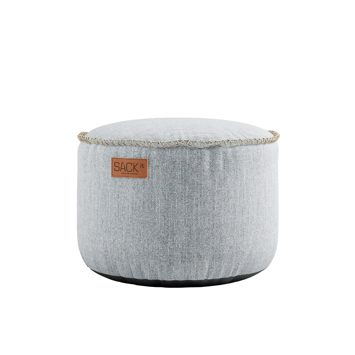 Runder Cobana Pouf in Cobana Grey aus wasserabweisendem Polsterstoff, 50 x 35 cm. | Cobana Pouf - Cobana Brown | SACKit
