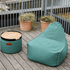 Runder Cobana Pouf in Cobana Grey aus wasserabweisendem Polsterstoff, 50 x 35 cm. | Cobana Pouf - Cobana Petrol Melange | SACKit