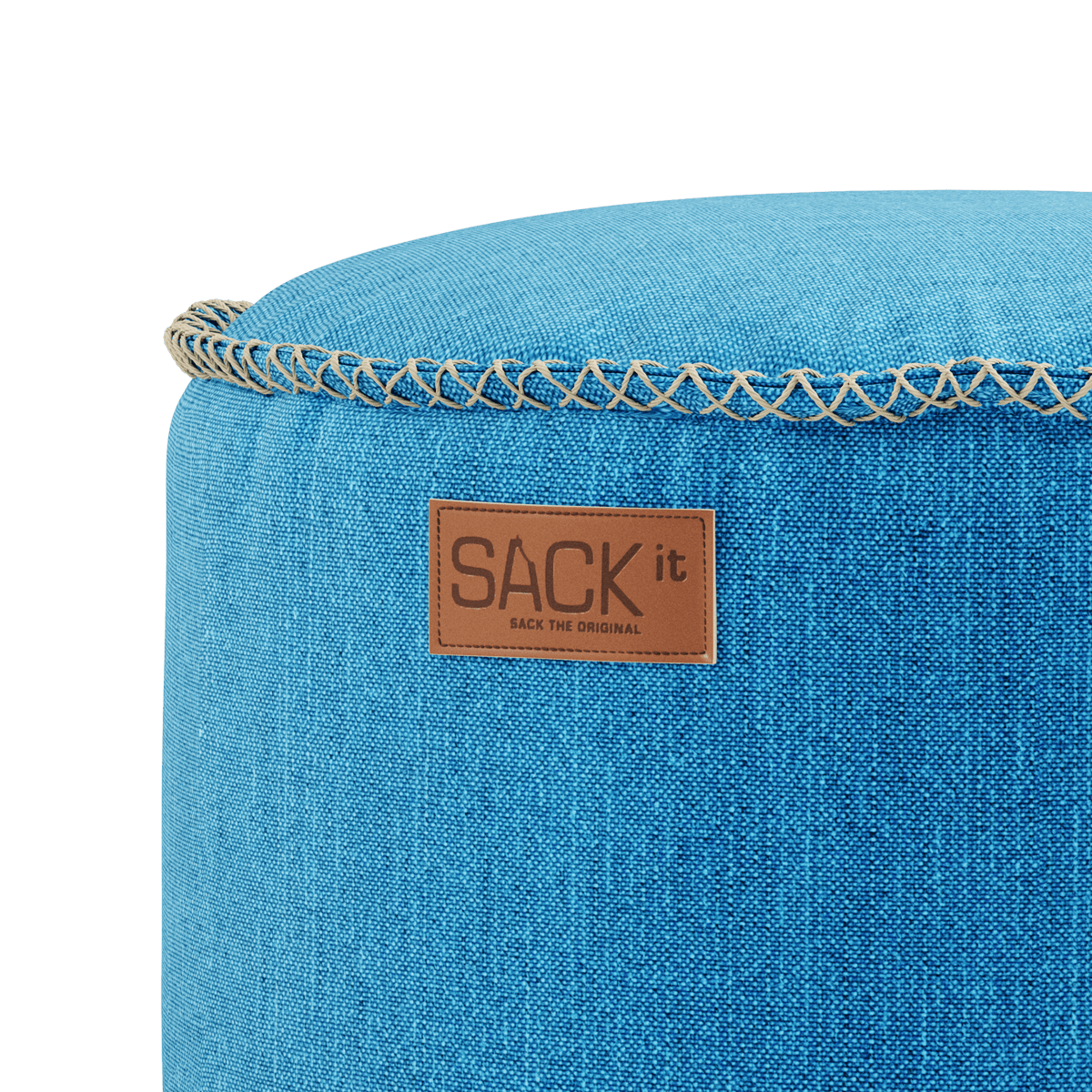 Runder Cobana Pouf in Cobana Grey aus wasserabweisendem Polsterstoff, 50 x 35 cm. | Cobana Pouf - Cobana Turkis | SACKit