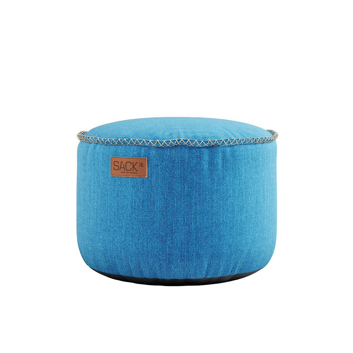 Runder Cobana Pouf in Türkis aus wasserabweisendem, scheuerbeständigem Stoff, 50 x 35 cm. | Cobana Pouf - Cobana Turkis | SACKit