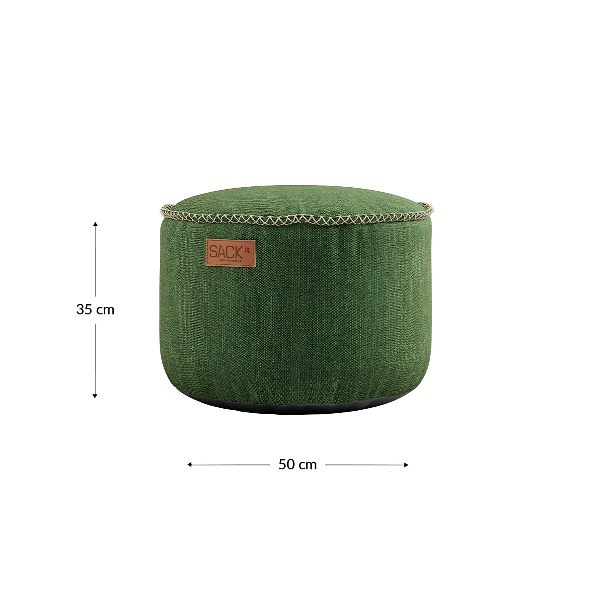 Runder Cobana Pouf in grauem Cobana - Polsterstoff, wasserabweisend und formstabil. | Cobana Pouf - Cobana Green | SACKit