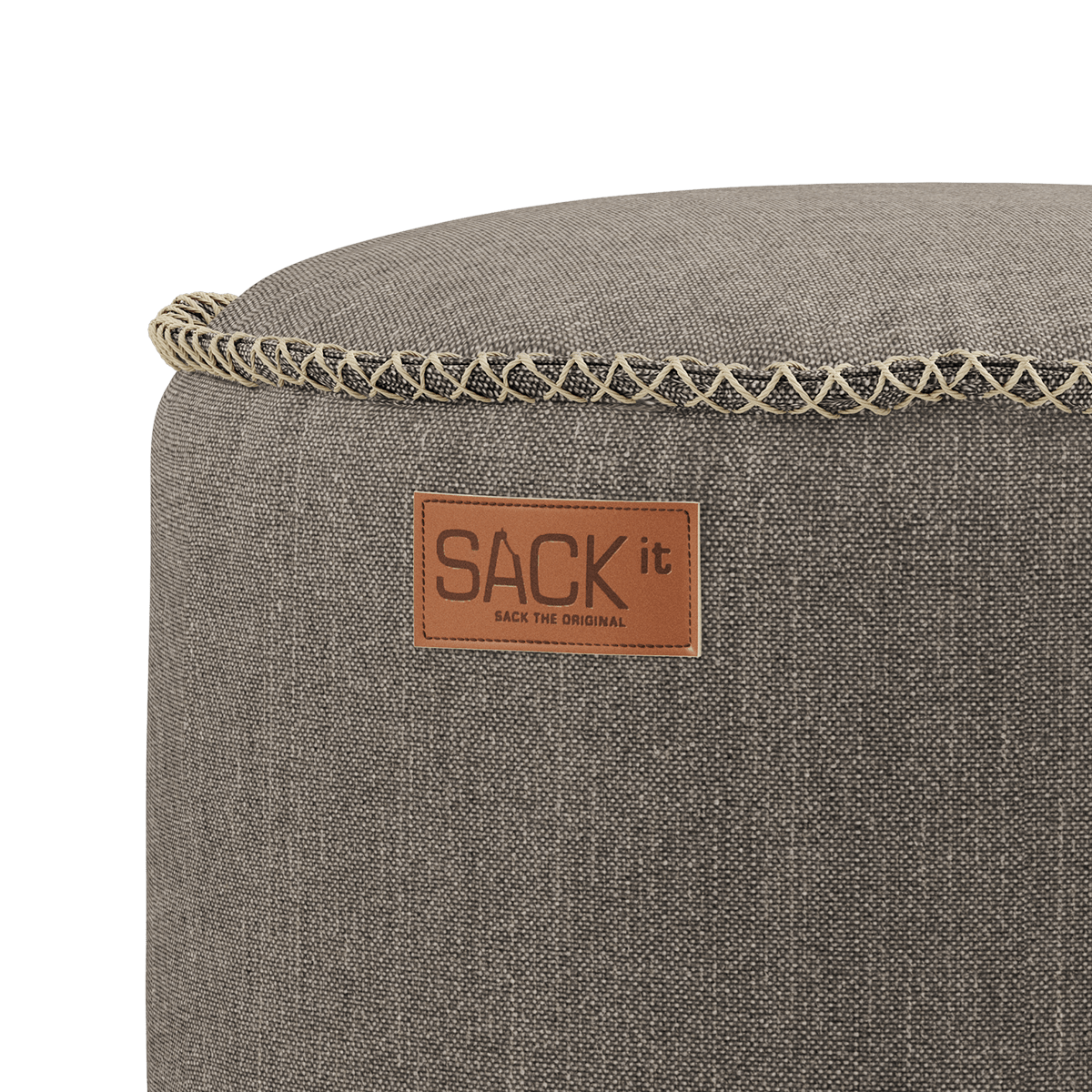 Runder Cobana Pouf in Cobana Grey aus wasserabweisendem Polsterstoff, 50 x 35 cm. | Cobana Pouf - Cobana Taupe | SACKit