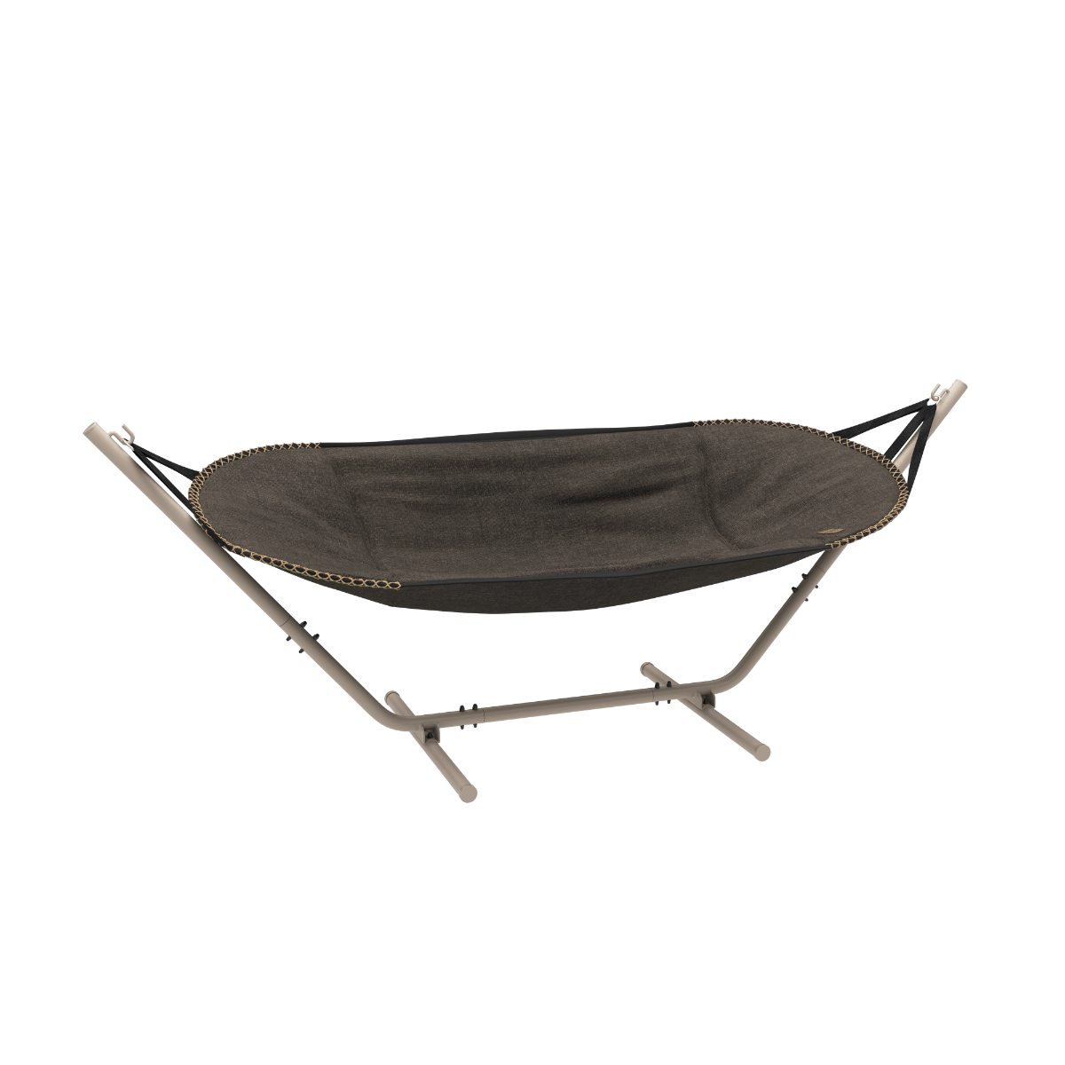 Cobana Hängematte in Braun mit taupefarbenem Aluminiumgestell, weiches Olefin - Textil, für Garten und Terrasse. | Cobana Hammock - Cobana Brown Taupe | SACKit