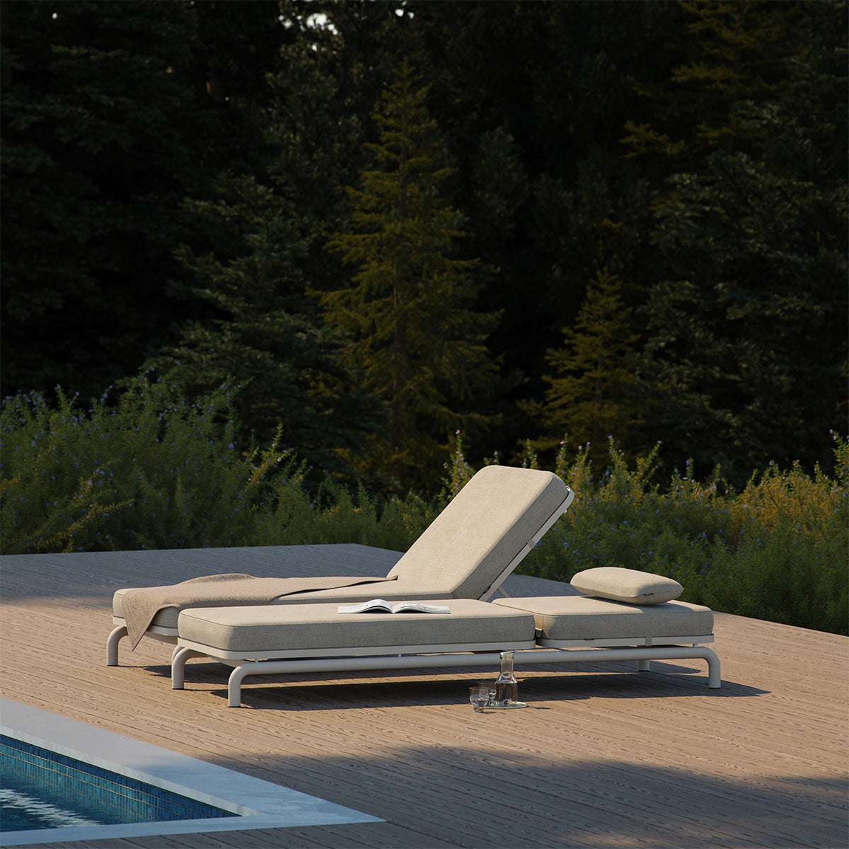 Kirra Sunbed Sonnenliege in Sandfarben mit verstellbarer Rückenlehne aus Aluminiumsrahmen und Olefin - Textil | Kirra Sunbed - Kirra Sand | SACKit