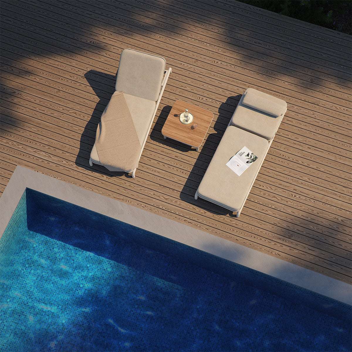 Kirra Sunbed Sonnenliege in Sandfarbe mit verstellbarer Rückenlehne aus Olefin - Textil und Aluminiumrahmen | Kirra Sunbed - Kirra Sand | SACKit