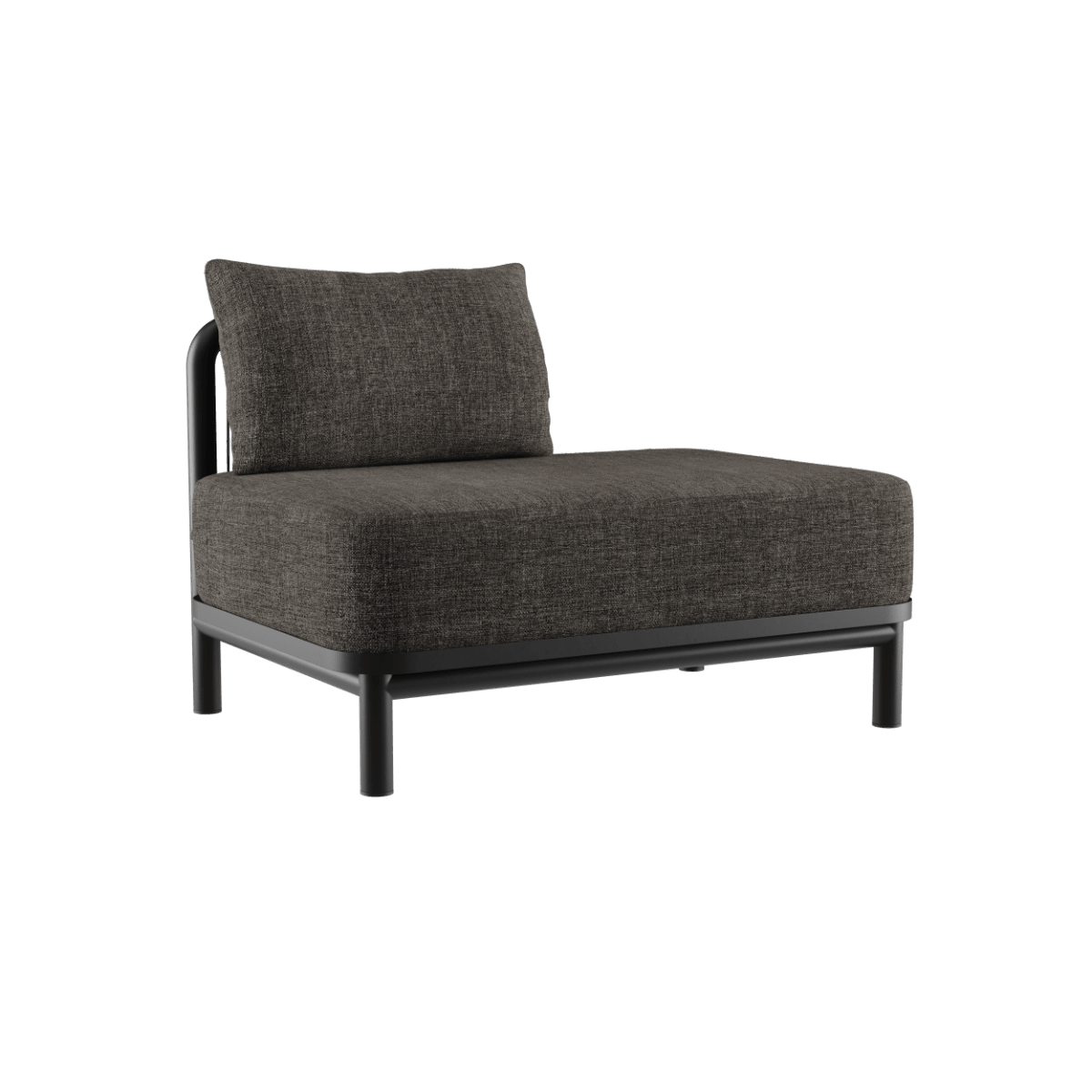 Kirra Lounge Sofa Open end left in Kirra Noir with aluminum frame and dark Olefin fabric upholstery. | Kirra Lounge Sofa - Open end left - Kirra Noir | SACKit