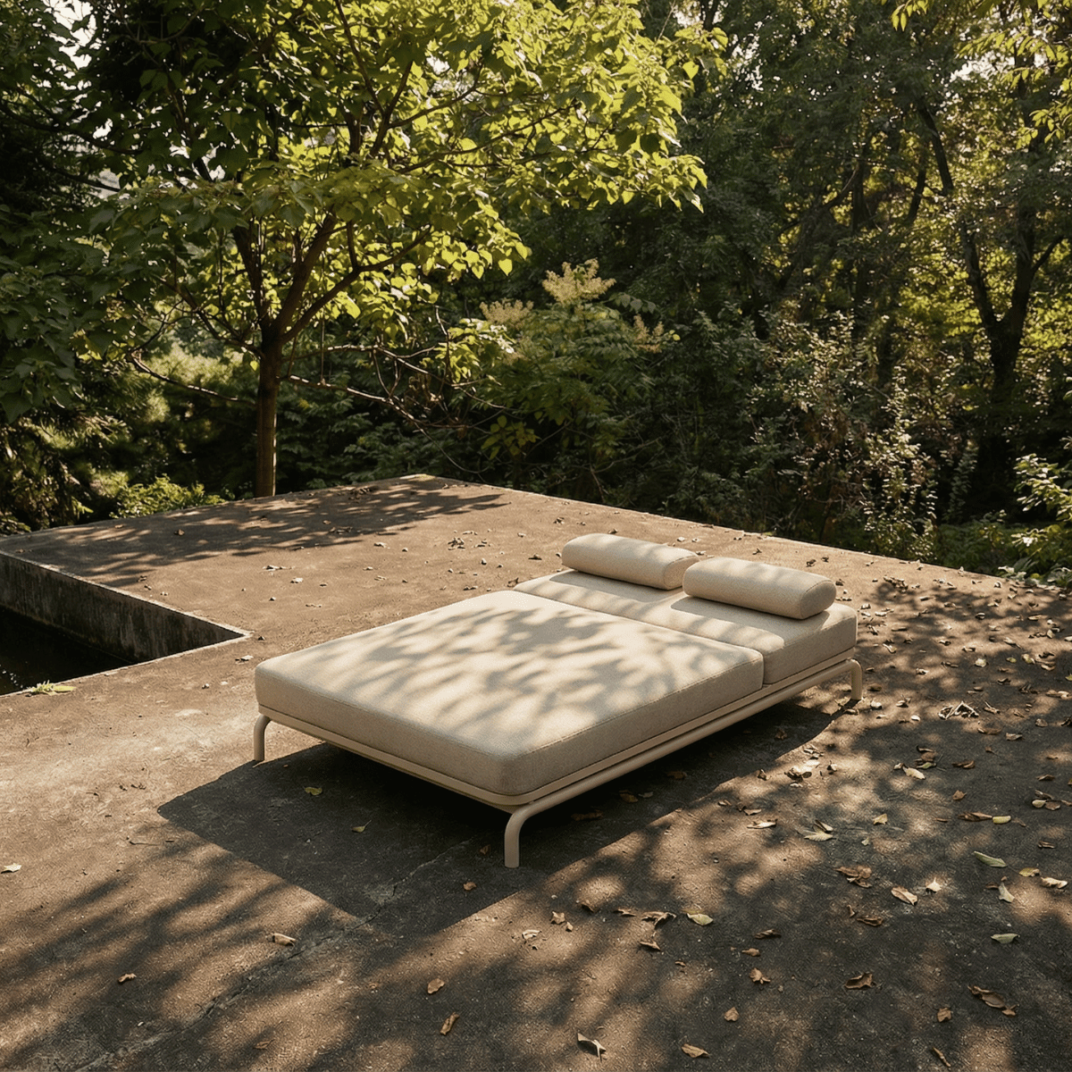 Kirra Double Sunbed in sandfarbenem Olefin - Textil mit pulverbeschichtetem Aluminiumrahmen, Outdoor - Doppelliege. | Kirra Double Sunbed - Kirra Sand | SACKit