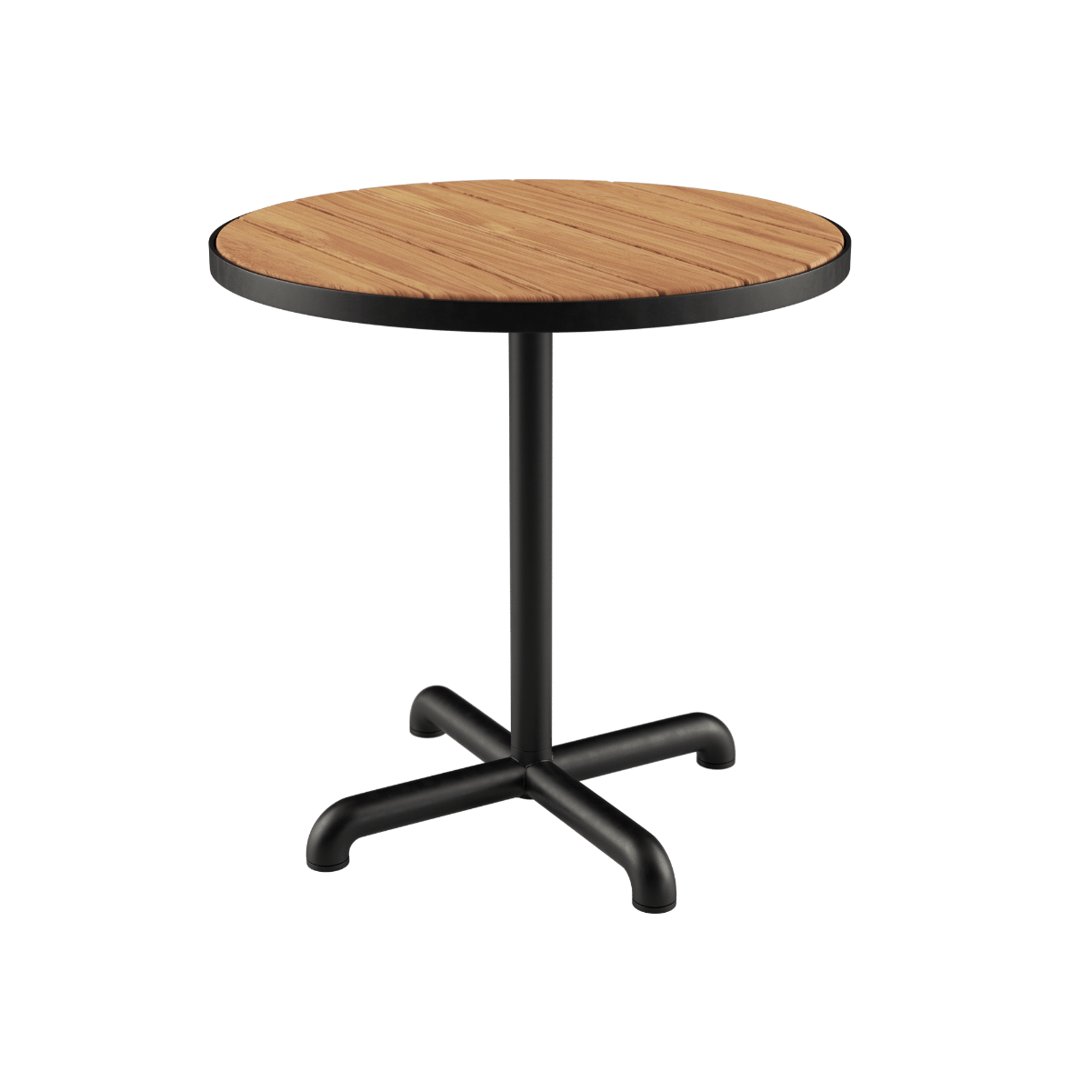 Runder Kirra Café Table aus schwarzem pulverbeschichtetem Aluminium und Teakholz, Ø70 cm. | Kirra Café Table - Noir | SACKit