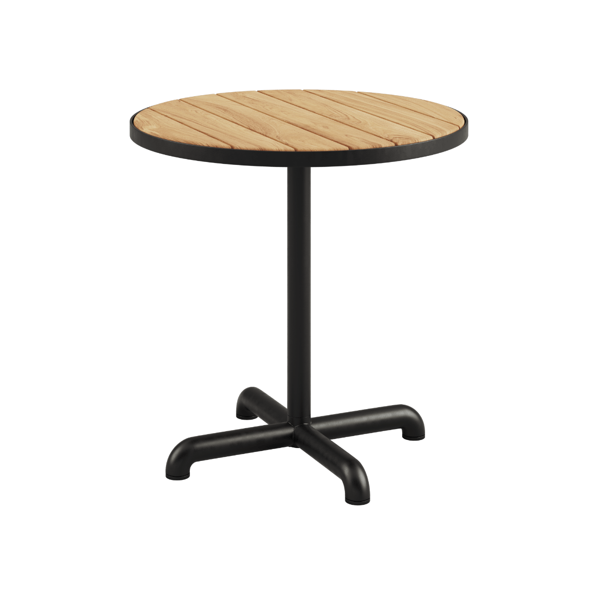 Kirra Café Table aus pulverbeschichtetem Aluminium und FSC® - zertifiziertem Teakholz in Noir - Farbe, rund und kompakt. | Kirra Café Table - Noir | SACKit