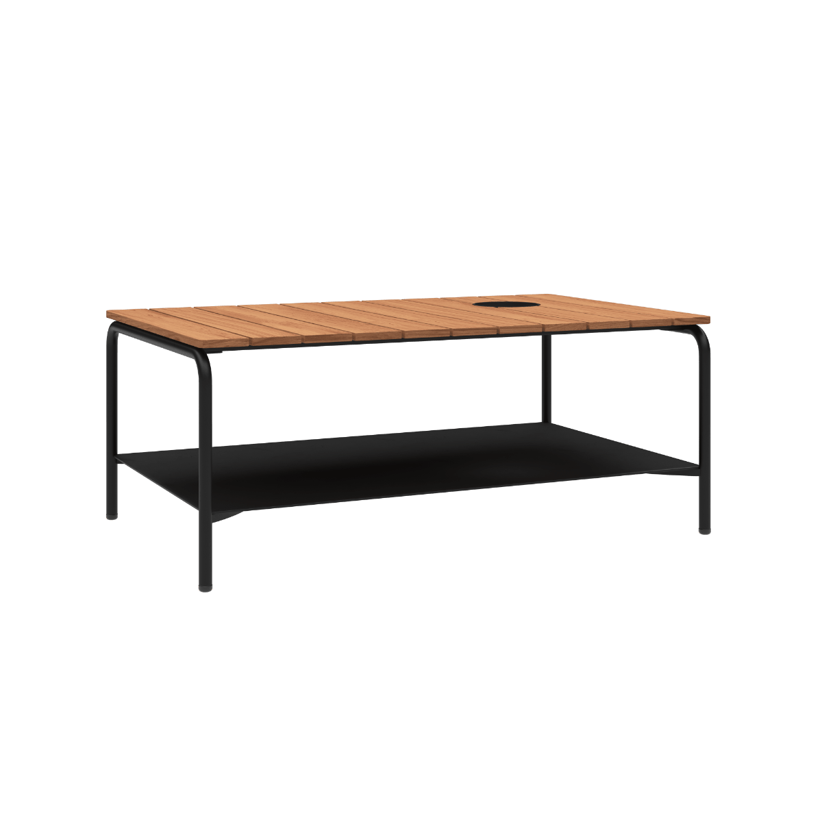 Patio Coffee Table 110x70 mit pulverbeschichtetem Aluminiumrahmen und FSC - zertifiziertem Teakholz, mit Accessory Fit | Patio Coffee Table - 110x70 - Mit Accessory Fit | SACKit