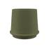 Runder Gaia 38 Blumentopf aus Keramik in Olive mit gerillter Oberfläche und Drainageloch.