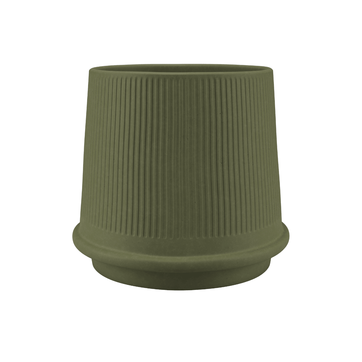 Frostbeständiger Blumentopf Gaia 38 aus Keramik in Olive mit gerillter Oberfläche und Drainageloch | Gaia 38 - Olive | SACKit