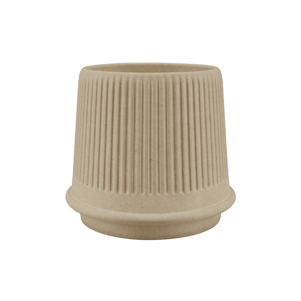 Sandfarbener Gaia 23 Blumentopf aus Keramik mit matter, gerillter Oberfläche und Drainageloch | Gaia 23 - Sand | SACKit