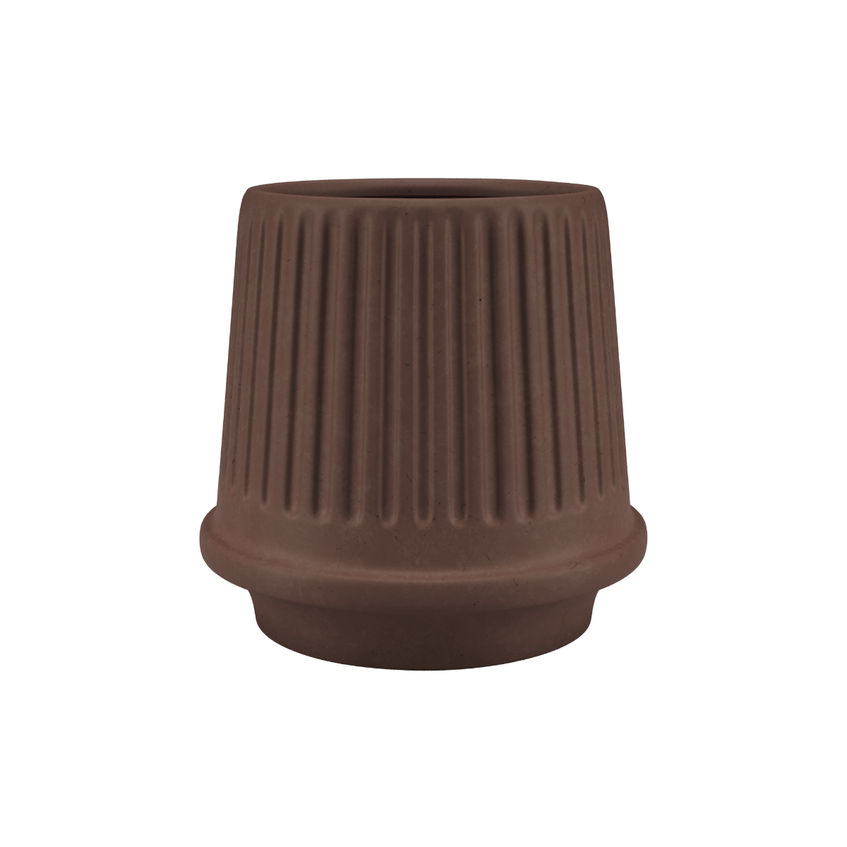 Gaia 16 Blumentopf aus Keramik in Mocca mit matter, gerillter Oberfläche und Drainageloch | Gaia 16 - Mocca | SACKit