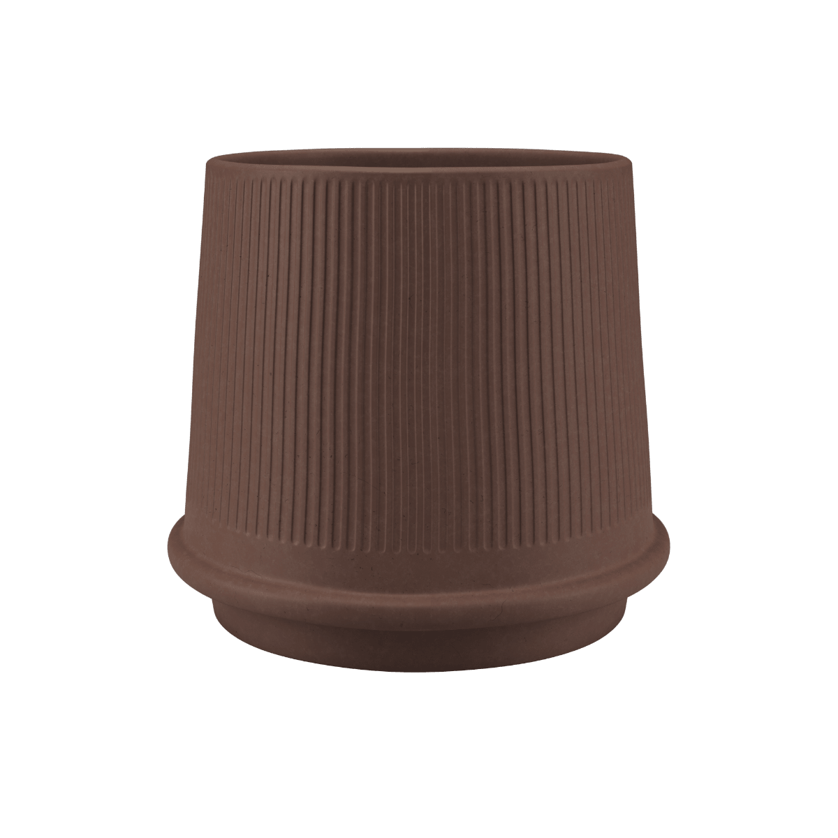 Gaia 38 Blumentopf aus Keramik in Mocca mit matter, gerillter Oberfläche und Drainageloch | Gaia 38 - Mocca | SACKit