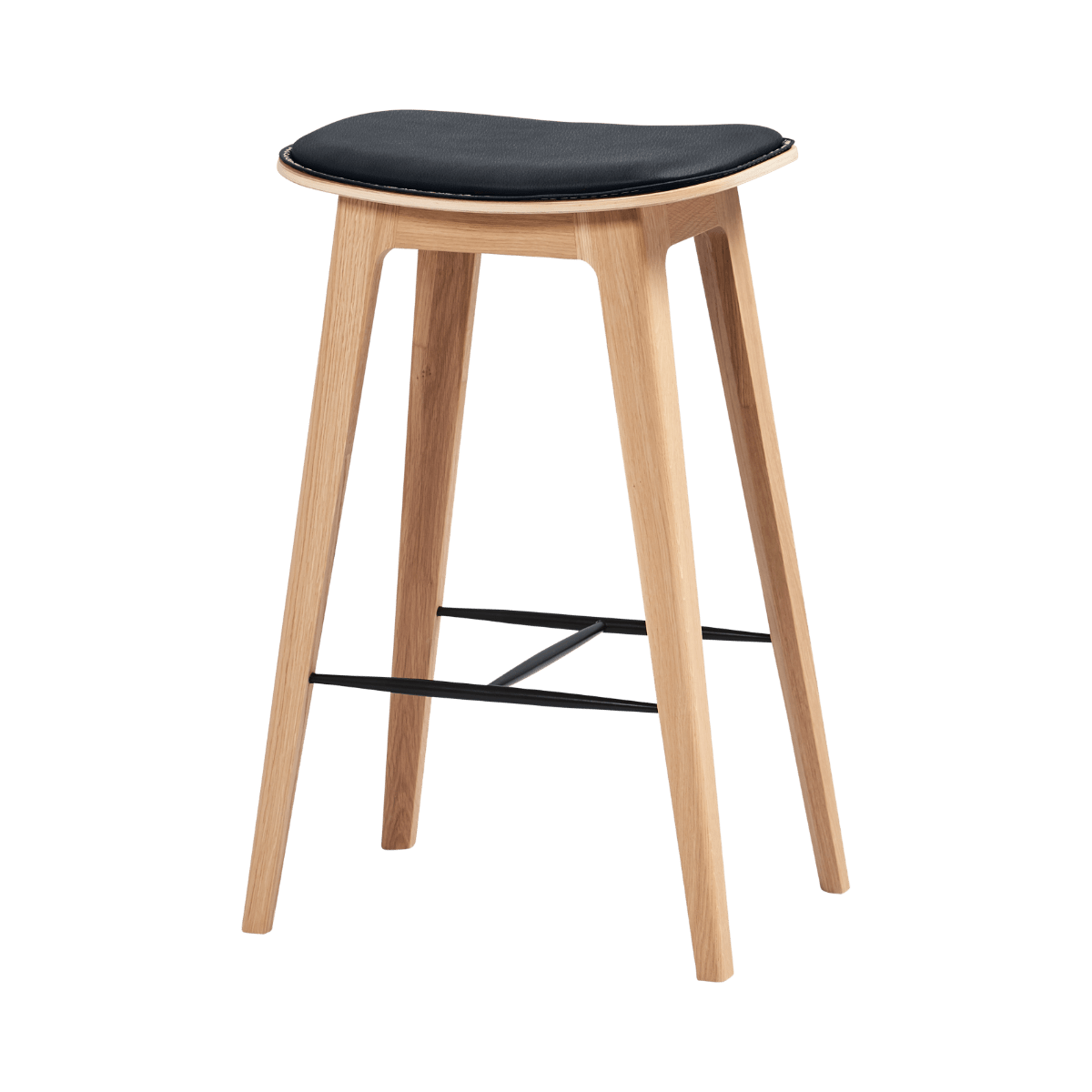 Nordic Bar Stool - Oak with stitches | Nordic Bar Stool - Oak with stitches - 68 cm Terra Black | SACKit