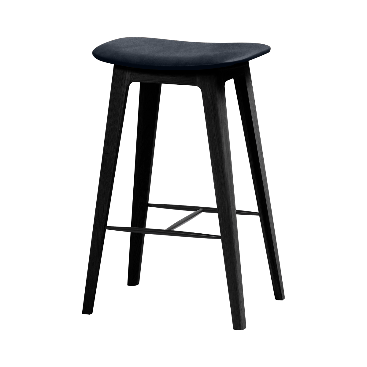 Nordic Bar Stool mit 68 cm Höhe, schwarzem Eichenfurnier und Luna Carbon Lederpolsterung | Nordic Bar Stool - Black Stained Oak - 68 cm Luna Carbon | SACKit