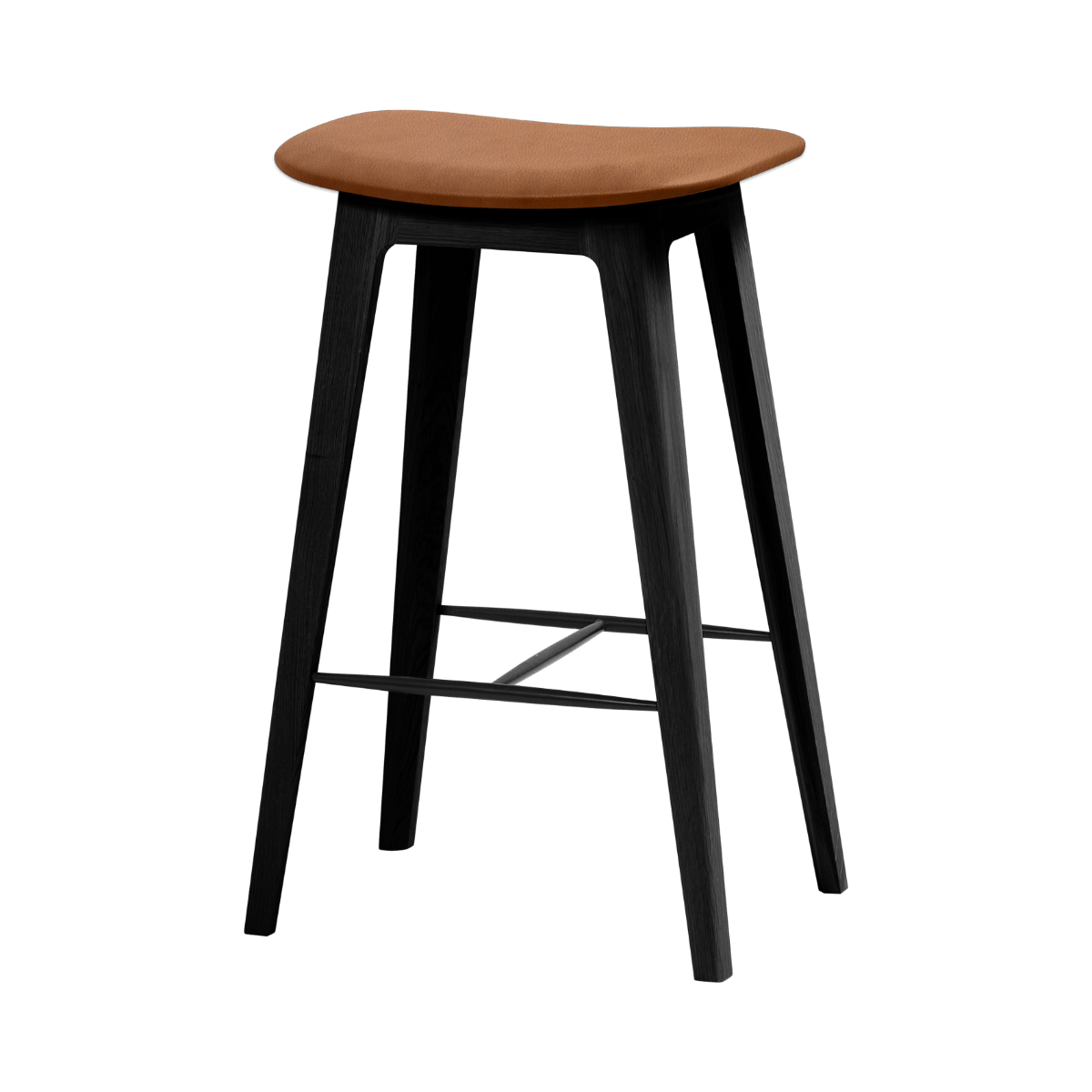 Schwarzer Nordic Barhocker aus massivem Eichenholz mit Terra Safari Leder und 68 cm Höhe. | Nordic Bar Stool - Black Stained Oak - 68 cm Terra Safari | SACKit