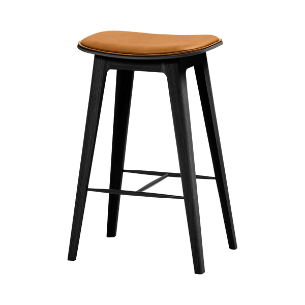 Nordic Bar Stool - Black Stained Oak with stitches | Nordic Bar Stool - Black Stained Oak with stitches - 73 cm Luna Sandstone | SACKit