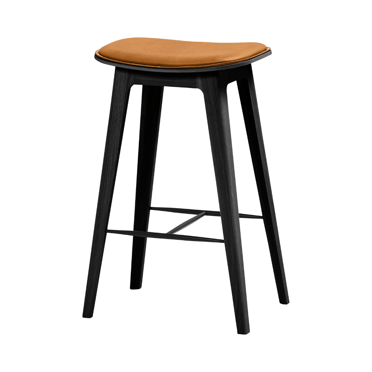 Nordic Bar Stool - Black Stained Oak with stitches