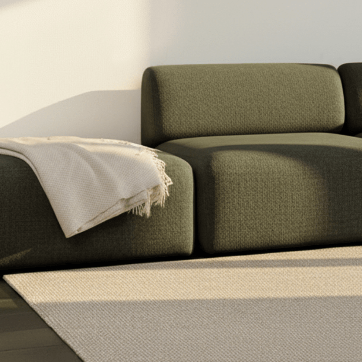 Fjord Sofa Pouf in Cosmo Olive mit weicher Polsterung und skandinavischem Design | Fjord Sofa - Pouf - Cosmo Mustard | SACKit