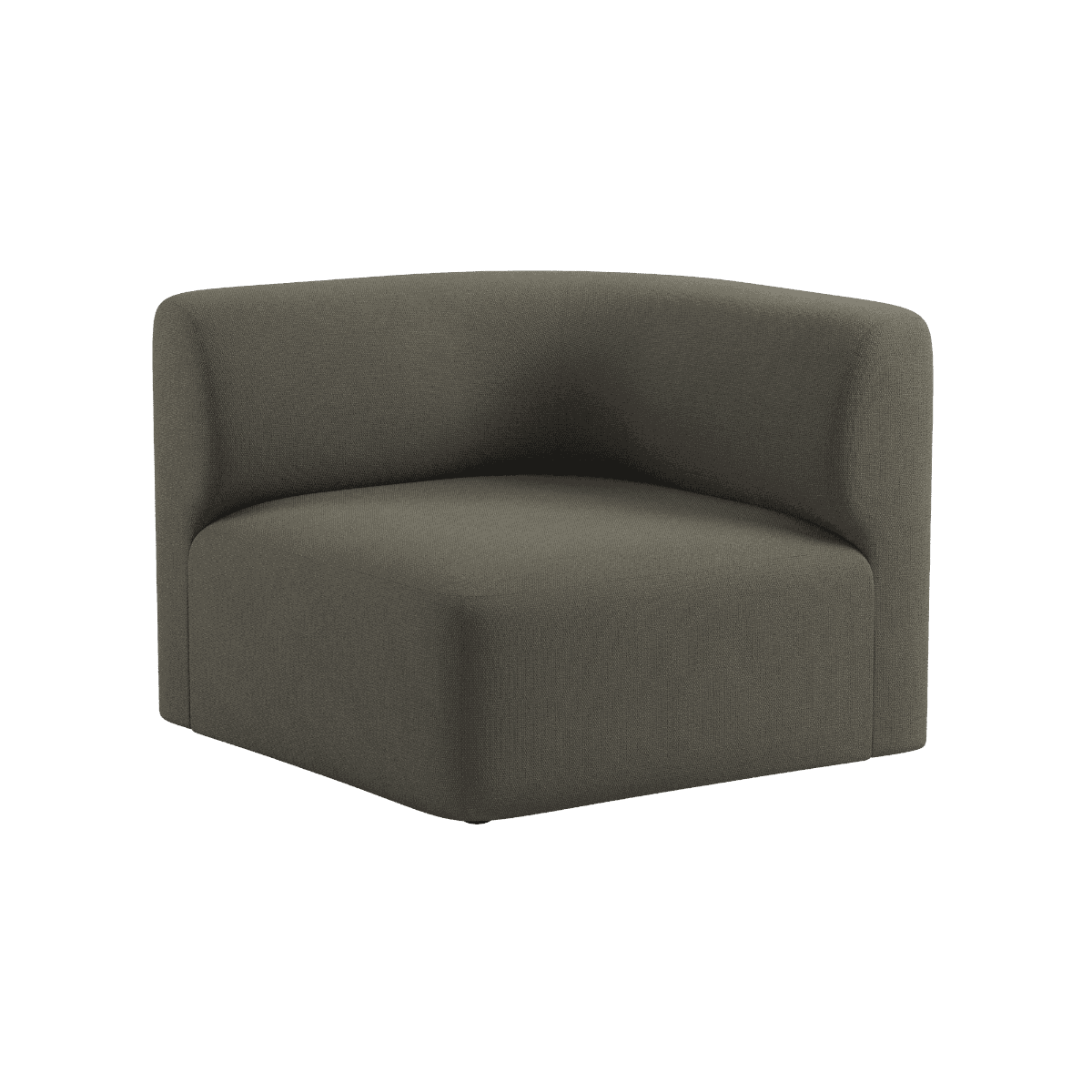 Graubraunes linkes Eckelement des Fjord Sofas von sackit mit weich gepolsterter Sitzfläche und umlaufender Rückenlehne für skandinavisches Wohnen | Fjord Sofa - Corner Section Left - Cosmo Stone | SACKit
