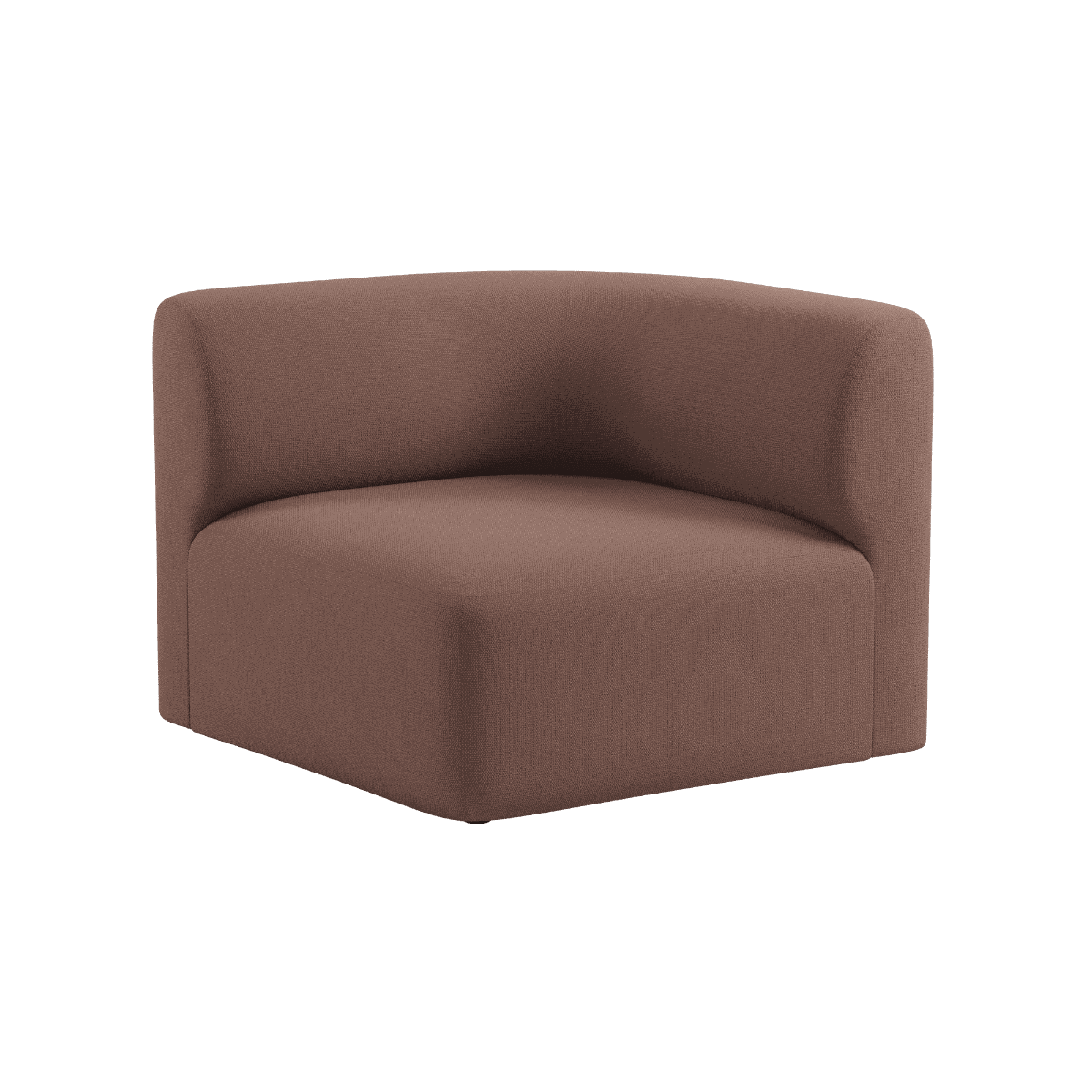 Braunes gepolstertes Ecksofa mit abgerundeter Rückenlehne und breiter Sitzfläche für stilvolle skandinavische Wohnräume von sackit | Fjord Sofa - Corner Section Left - Cosmo Clay | SACKit