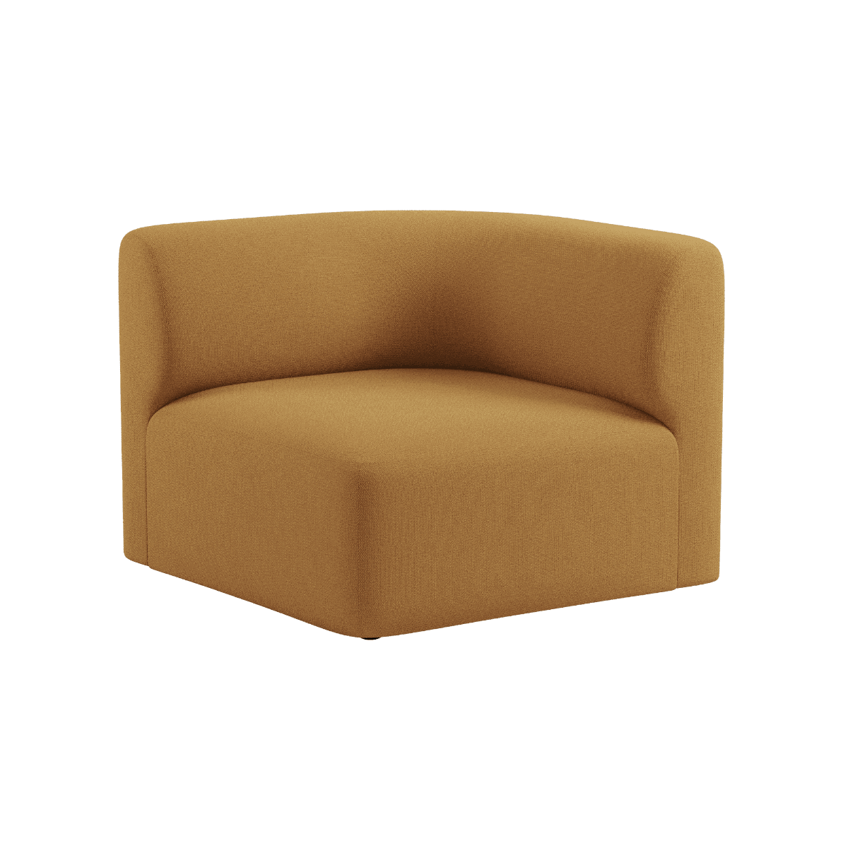 Senffarbenes gepolstertes Eckelement des Fjord Sofas von sackit mit hoher Rückenlehne und großzügiger Sitzfläche für stilvollen skandinavischen Komfort im Innenraum | Fjord Sofa - Corner Section Left - Cosmo Mustard | SACKit
