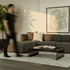 Fjord Sofa 3 - Sitzer in hellem Stoff mit weichen Linien und abgerundeten Kanten, skandinavisches Design. | Fjord Sofa - 3 seater - Sealife Brown Mit Hocker | SACKit