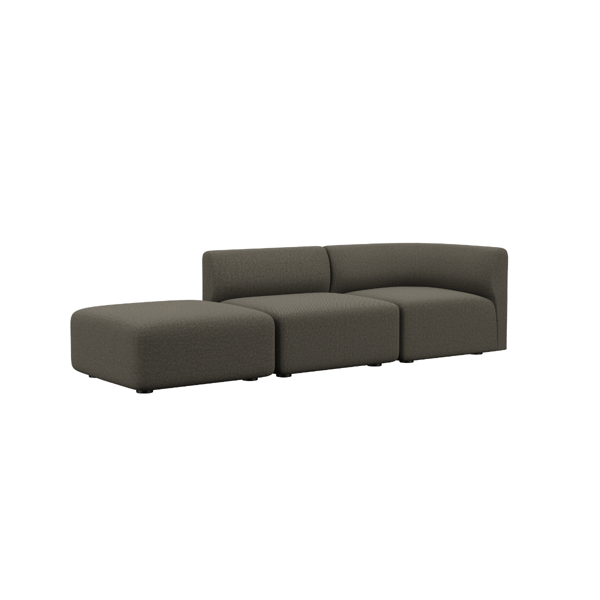 Fjord Sofa 2 - Sitzer mit offenem Ende links in braunem Sealife - Textil mit weichen Linien und skandinavischem Design | Fjord Sofa - 2 seater w/ open end - Sealife Brown Links | SACKit
