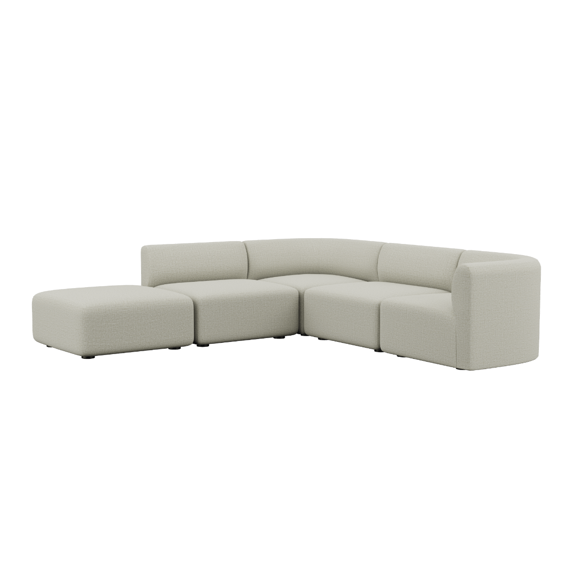 Ecksofa Fjord mit offenem Ende in Cosmo Beige, skandinavisches Design, weiche Linien, Textilbezug | Fjord Sofa - Corner Sofa w/ open end - Cosmo Beige | SACKit