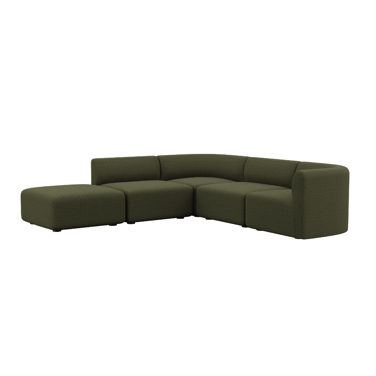 Fjord Sofa Ecksofa mit offenem Ende in Cosmo Beige, skandinavisches Design, weiche Linien, textile Oberfläche | Fjord Sofa - Corner Sofa w/ open end - Cosmo Olive | SACKit