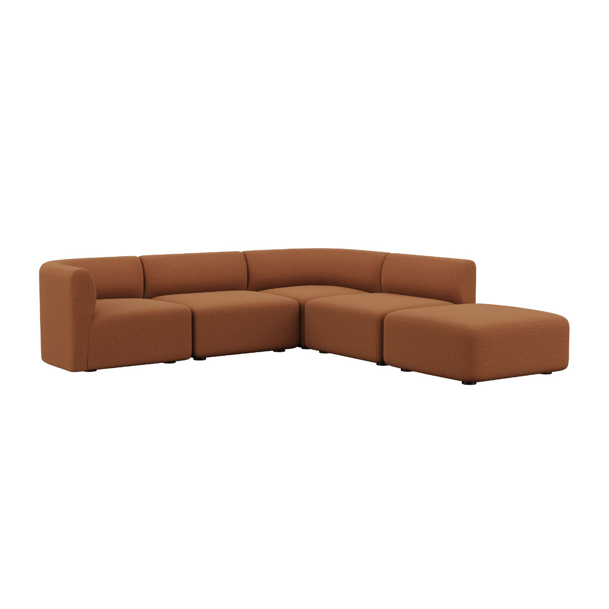 Ecksofa Fjord mit offenem Ende in warmem Cosmo Terracotta, weiche Polsterung, skandinavisches Design | Fjord Sofa - Corner Sofa w/ open end - Cosmo Terracotta | SACKit