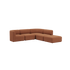 Braunes Fjord Ecksofa mit offenem Ende von sackit Germany auf schwarzem Hintergrund mit großzügiger Sitzfläche und weich abgerundeten Polstern | Fjord Sofa - Corner Sofa w/ open end - Cosmo Terracotta | SACKit