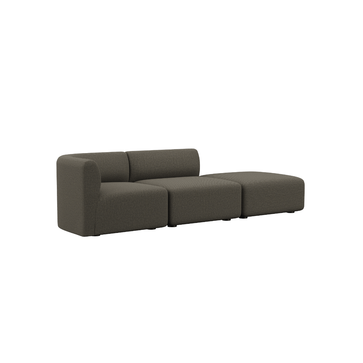 Fjord Sofa 2 - Sitzer mit offenem Ende rechts in braunem Sealife - Stoff, skandinavisches Design, weiche Linien | Fjord Sofa - 2 seater w/ open end - Sealife Brown Rechts | SACKit