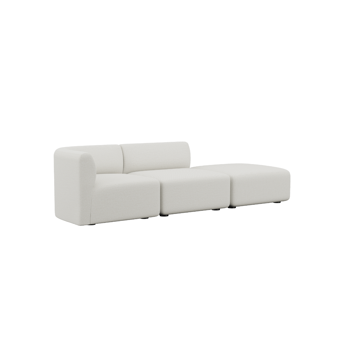Fjord Sofa 2 - Sitzer mit offenem Ende rechts in hellem Sealife Ivory Stoff mit weichen Linien und skandinavischem Design | Fjord Sofa - 2 seater w/ open end - Sealife Ivory Rechts | SACKit