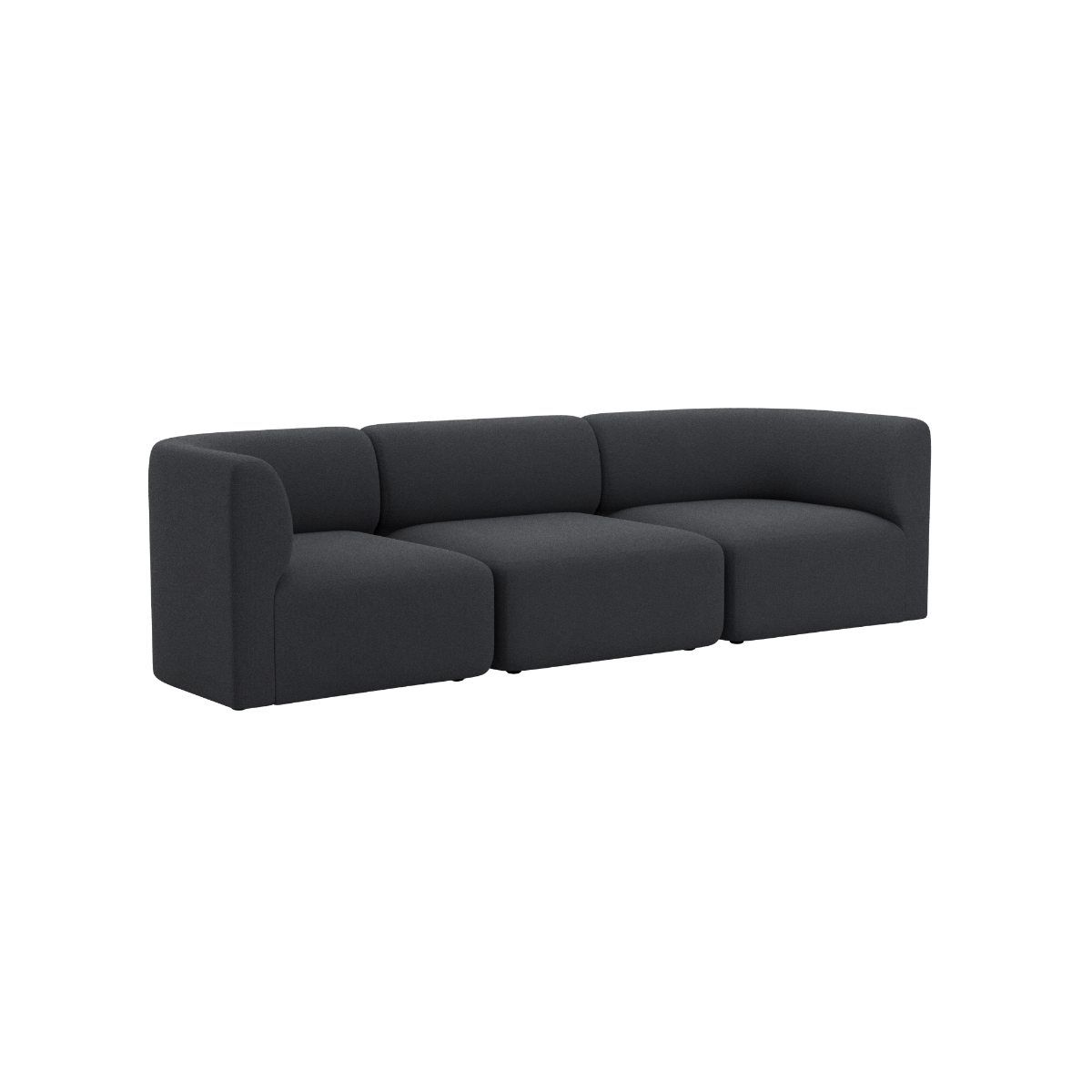 Dunkelgraues dreisitziges Fjord Sofa von sackit mit weichen Polstern und abgerundeten Armlehnen für stilvolles skandinavisches Wohnen | Fjord Sofa - 3 seater - Cosmo Slate Ohne Hocker | SACKit