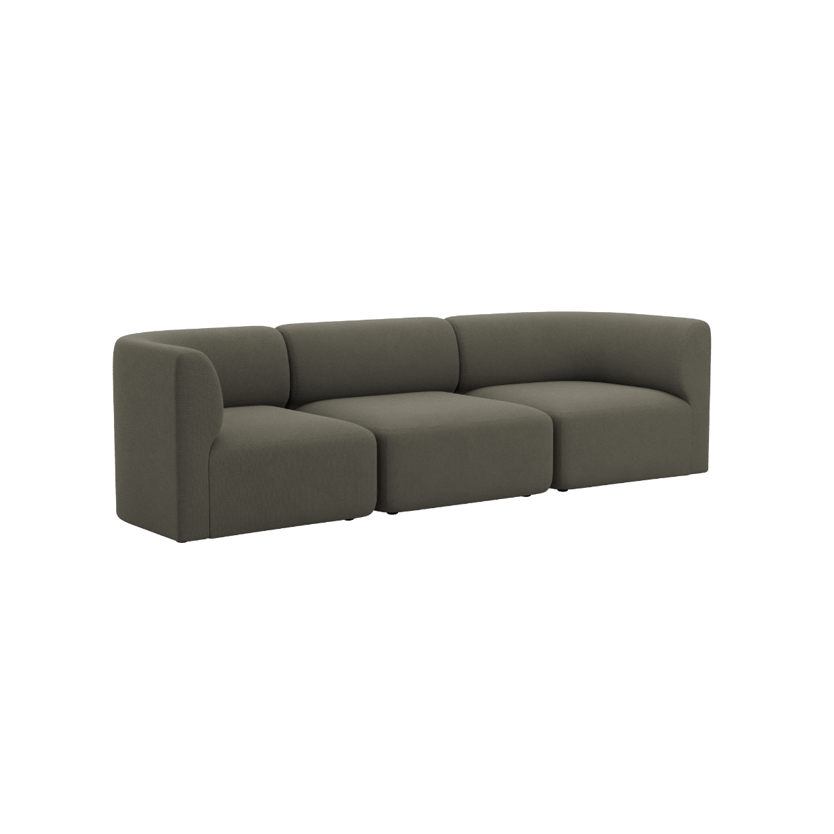 Dunkelgraues dreisitziges Sofa im skandinavischen Design von sackit mit weichen gerundeten Polstern und klarer Formgebung für stilvolle Innenräume | Fjord Sofa - 3 seater - Cosmo Stone Ohne Hocker | SACKit
