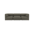 Dreisitziges graues Fjord Sofa von sackit mit weicher Polsterung und klaren skandinavischen Linien auf schwarzem Hintergrund | Fjord Sofa - 3 seater - Cosmo Stone Ohne Hocker | SACKit