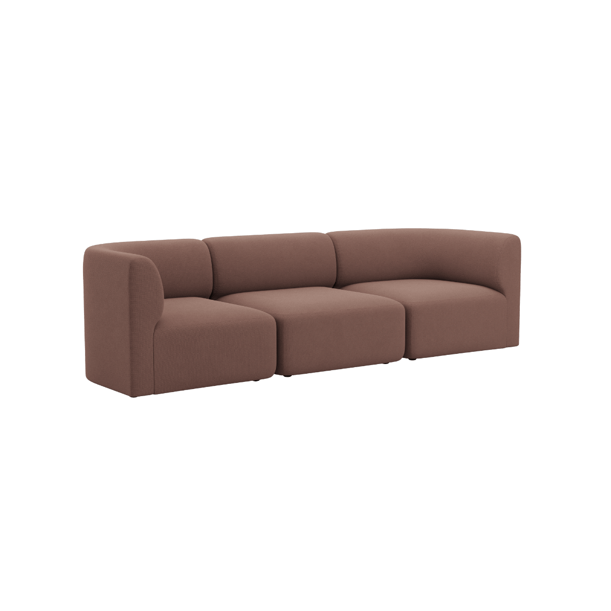 Braunes dreisitziges Sofa von sackit mit weichen abgerundeten Polstern und ruhigem skandinavischem Design für stilvolle Innenräume | Fjord Sofa - 3 seater - Cosmo Clay Ohne Hocker | SACKit