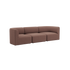 Braunes dreisitziges Sofa von sackit mit weichen abgerundeten Polstern und ruhigem skandinavischem Design für stilvolle Innenräume | Fjord Sofa - 3 seater - Cosmo Clay Ohne Hocker | SACKit