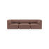 Braunes dreisitziges Sofa mit weichen Polstern und klarer skandinavischer Formgebung auf schwarzem Hintergrund von sackit | Fjord Sofa - 3 seater - Cosmo Clay Ohne Hocker | SACKit