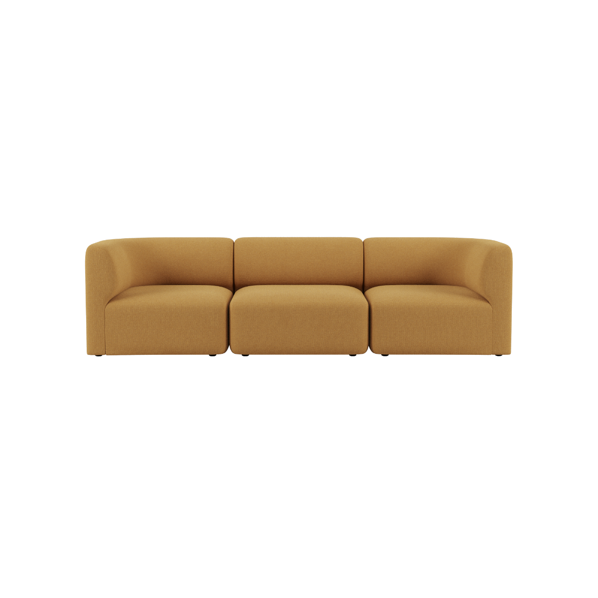 Senfgelbes dreisitziges Fjord Sofa von sackit mit weich gerundeten Armlehnen und klarer skandinavischer Form für stilvolle Innenräume | Fjord Sofa - 3 seater - Cosmo Mustard Ohne Hocker | SACKit