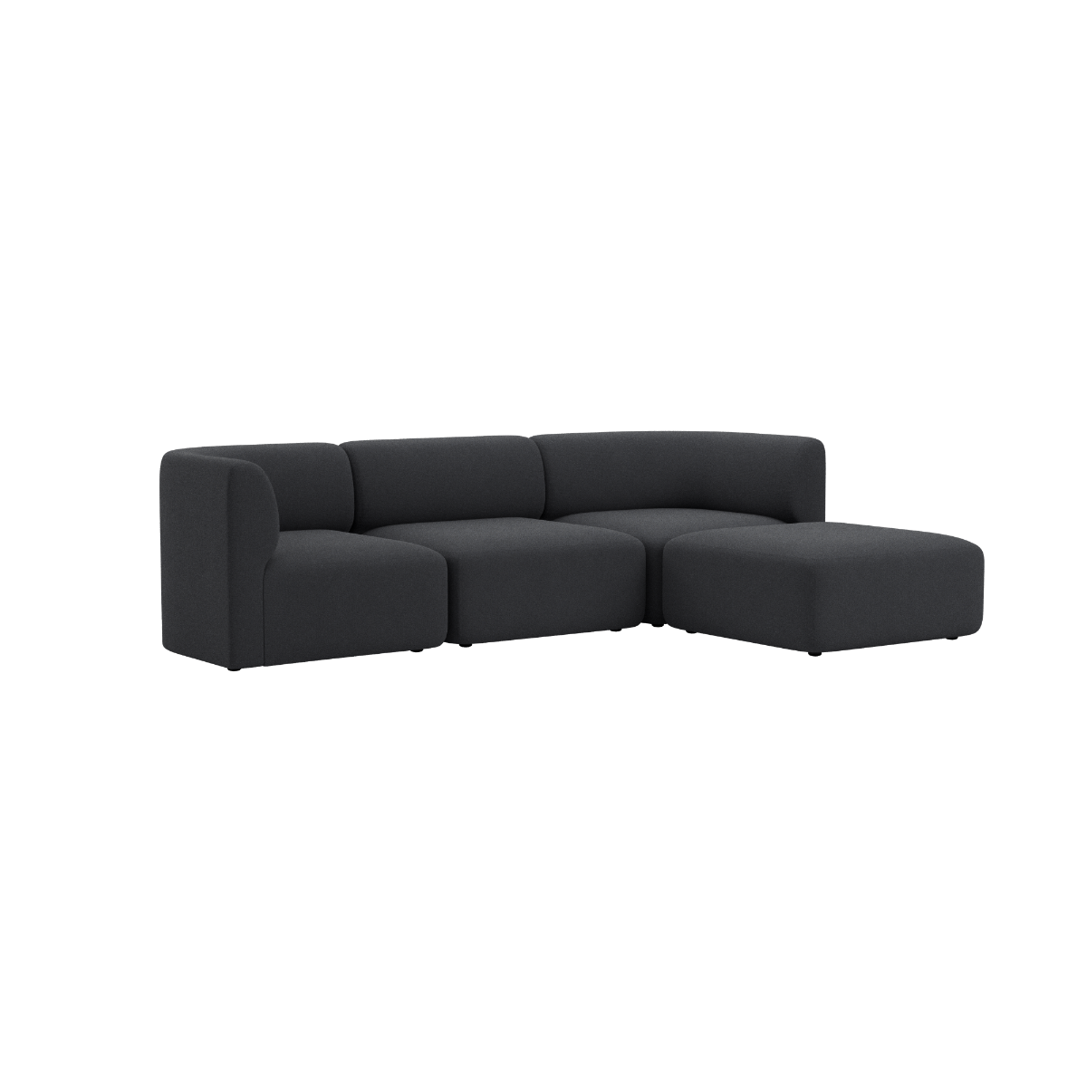 Dunkelgraues Fjord Sofa von sackit mit weicher Polsterung und großzügiger Sitzfläche im skandinavischen Design für stilvolle Wohnräume | Fjord Sofa - 3 seater - Cosmo Slate Mit Hocker | SACKit