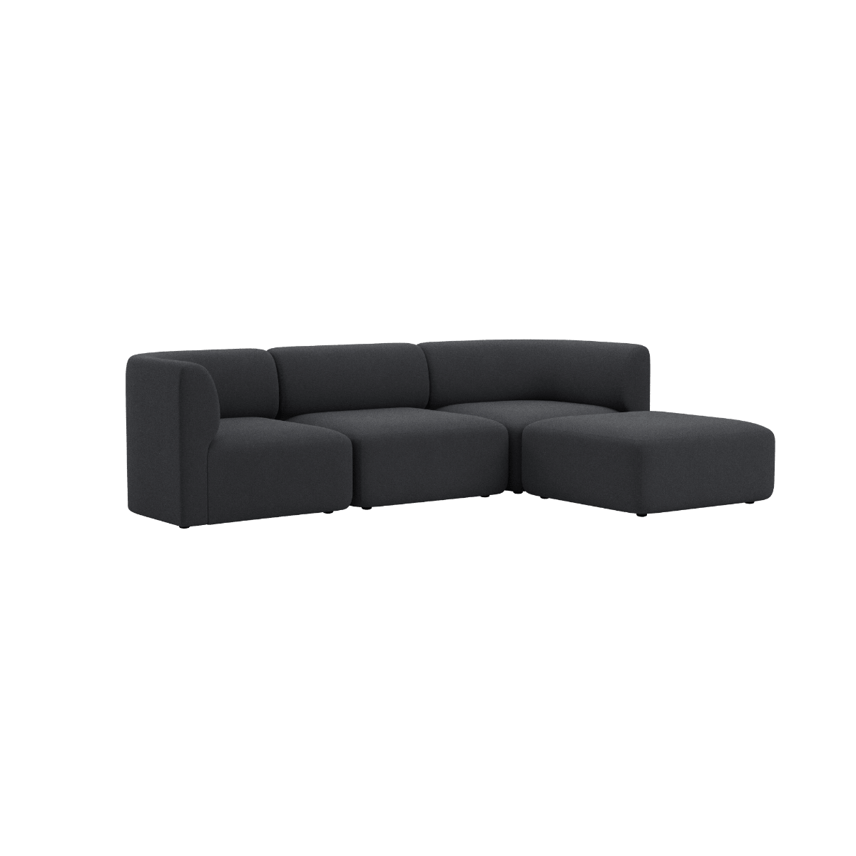 Dunkelgraues Fjord Sofa von sackit mit weicher Polsterung und großzügiger Sitzfläche im skandinavischen Design für stilvolle Wohnräume | Fjord Sofa - 3 seater - Cosmo Slate Mit Hocker | SACKit