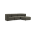 Dunkelgraues dreisitziges Fjord Sofa von sackit mit weichen abgerundeten Polstern und großzügigem Longchair für skandinavisches Wohnen | Fjord Sofa - 3 seater - Cosmo Stone Mit Hocker | SACKit