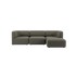 Dunkelgraues dreisitziges Fjord Sofa von sackit mit weichen abgerundeten Polstern und freistehendem Hocker auf schwarzem Hintergrund | Fjord Sofa - 3 seater - Cosmo Stone Mit Hocker | SACKit